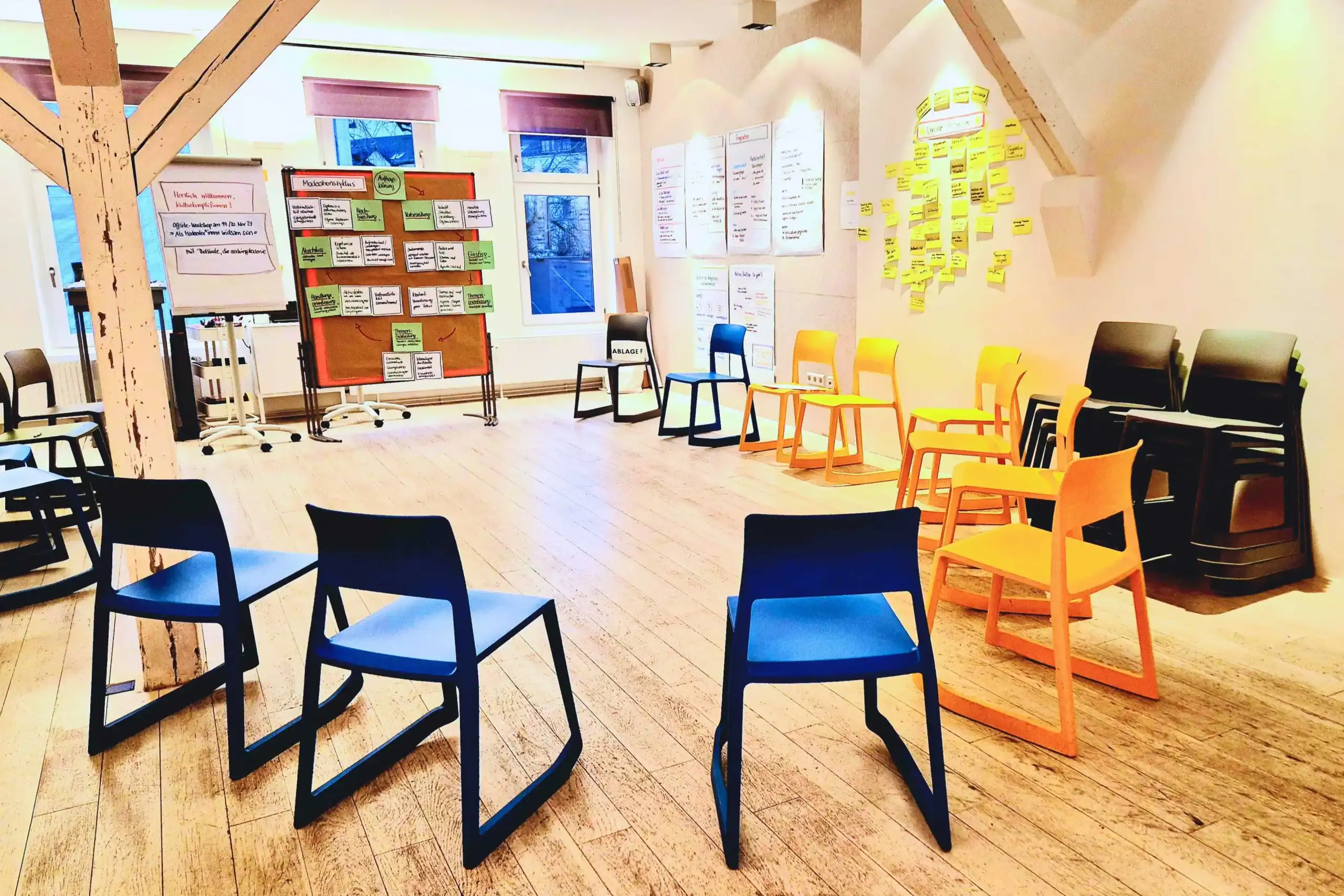 Workshop-Setup im HAY LOFT 1 – kreativer Seminarraum in Hamburg-Schanze
